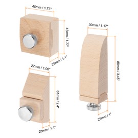 sourcing map 3pcs Wooden Hand Sanding Block Set Square Beveled Wedge, Sandpaper Grinding Polishing Tool for DIY Leather Craft Accessories