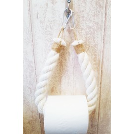 Solenzo - Vintage Toilet Roll Holder - Towel Holder - White Rope - Nautical Style