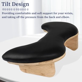 ANGNYA U-shaped Arm Rest for Nails Tech, Nail Arm Rest with Detachable Brackets Microfiber PU Leather Manicure Hand Rest Pillow for Nail Tech Must Haves Manicure Tools (Black)