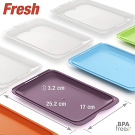 Hochwertige Aufschnitt-Boxen 4er Set platzsparend stapelbar (Stapelboxen) / Vorratsdosen-Set für Aufschnitt mit integrierter Servierplatte. Foodcenter Frischhaltedosen für den Kühlschrank