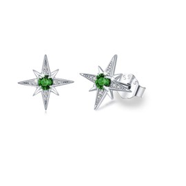 Star Earrings for Women Girls 925 Sterling Silver Star Earring Studs Emerald Earrings May Birthstone Earrings Star Jewelry Gifts for Women Teen Girls, Sterling Silver, Cubic Zirconia