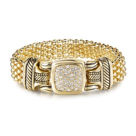 UNY JEWEL Pave Crystals Designer Inspired Statement Popcorn Chain Bracelets Women Jewelry Magnetic Clasp (Gold 6.5 Inch)