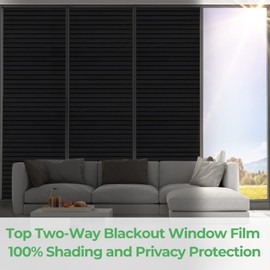 Privacy Film Heat Blocker Window Tint - Black Out Blinds No Adhesive Glass Film Static Cling Insulation Sticker Reflective Cling (118.1 x 23.6 Inch)