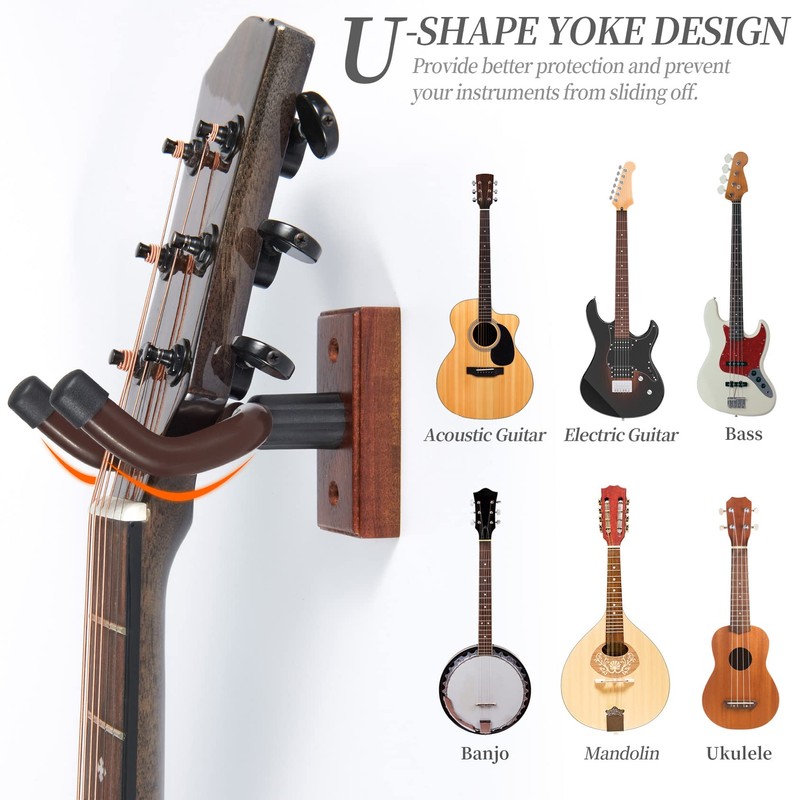 Guitar Wall Mount 2 Pack Wood Guitar Hanger for Safe