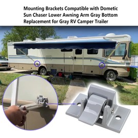 Vanshly,2 Pack Mounting Brackets Compatible with Dometic Sun Chaser Lower Awning Arm Gray Bottom Replacement for Gray RV Camper Trailer
