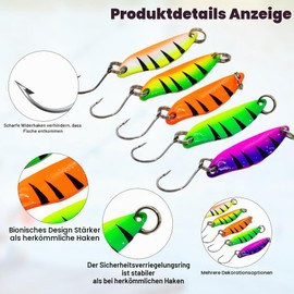 mizikuu 43 Pieces Fishing Trout Spoon, 2 g 2.5 g 3 g 3.2 g Trout Fishing Spoon Blinker Fishing Lure Set with Box Trout Bait Coloured Bait Fishing Lure Spinner Fishing Lure for Hooks Trout Fishing