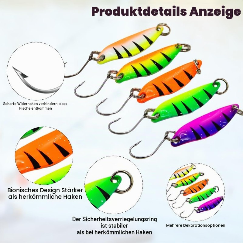 mizikuu 43 Pieces Fishing Trout Spoon, 2 g 2.5 g