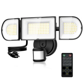 Onforu 130W LED Motion Sensor Outdoor Lights Plug in, Dusk to Dawn Outdoor Lighting, 13000LM Motion Detector Outside Flood Light with Remote, 6500K IP65 Waterproof Security Light(Black)