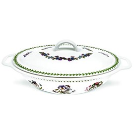 Portmeirion Botanic Garden 15" Oval Casserole Dish with Lid, Assorted Florals Motif - Porcelain Baking Dish with Chip-Resistant Glaze, Dishwasher, Microwave, Oven Safe - Stylish Bakeware & Serveware