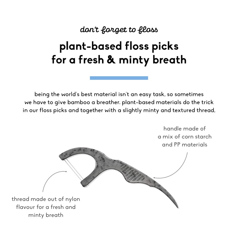 The Humble Co. Plant Based Floss Picks | Charcoal |