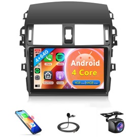 4Core 4G+64G Car Radio for Toyota Corolla 2009-2013 Android Car Stereo Wireless Carplay, Rimoody 9'' HD Touchscreen Mirror Link GPS Navigation WiFi Bluetooth FM/RDS EQ SWC Backup Camera