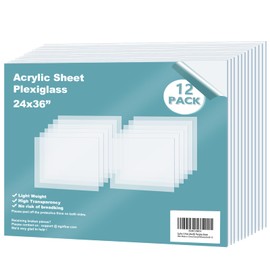 Egofine Plexiglass Sheets Acrylic Sheets 12 Pack of 24x36’’ 0.04 Thick Clear Plastic Cast Transparent Plexi Glass for Crafting Projects, Replacement Picture Frame Glass, DIY Display, Easy to Cut