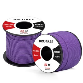 Brotree 2mm Paracord 3 Strands 30M 100% Nylon Rope Parachute Cord for Outdoor, Craft, DIY - 90kg Breaking Load (Purple)