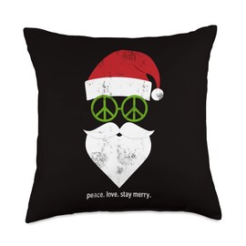 Groovy Christmas Designs by ADS Groovy Santa Merry Love & Peace Sign Christmas Decorative Throw Pillow, 18x18, Multicolor