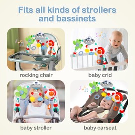 Baby Toy Pram Play Arch Pram Chain Hanging Sensory Toy with Baby Rattle Birthday Gift for Newborns (Space)