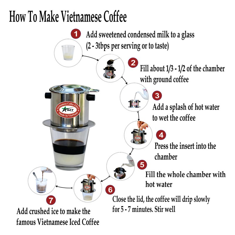 AMT 6.5 oz Coffee Maker, Phin Filter, Screw Down Coffee