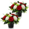 GeekLeaf 2 Pcs Artificial Flowers for Graves, Grave Flowers Pots