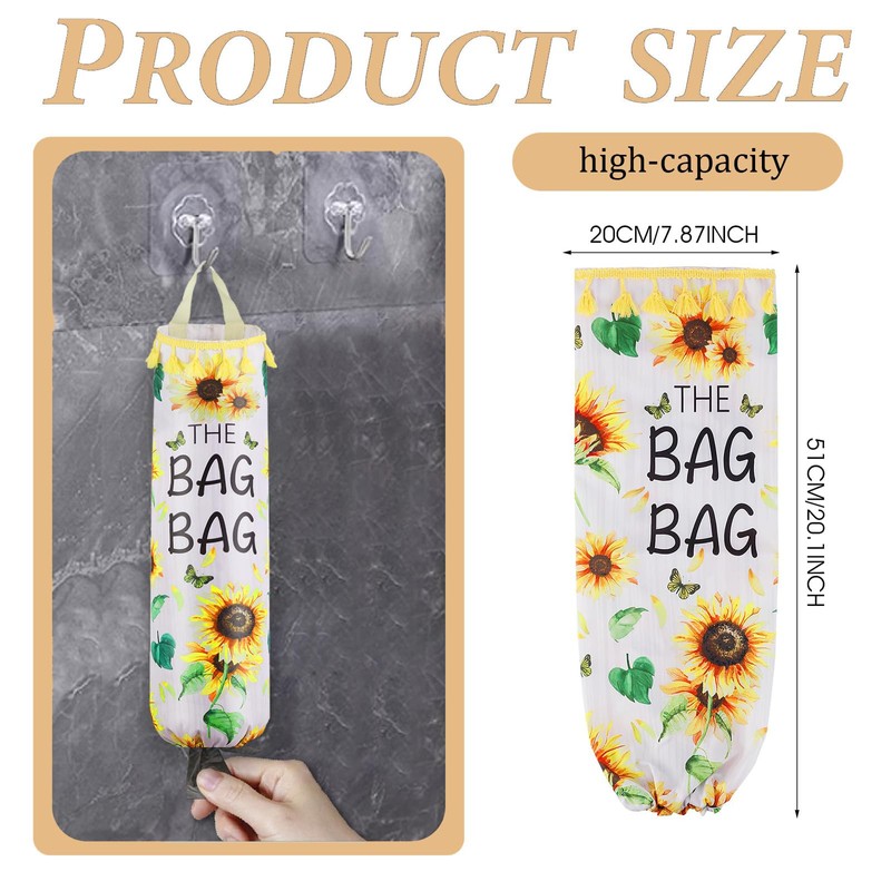 AOOTUERL Sunflower Plastic Bag Holder for Kitchen, carrier bag storage,