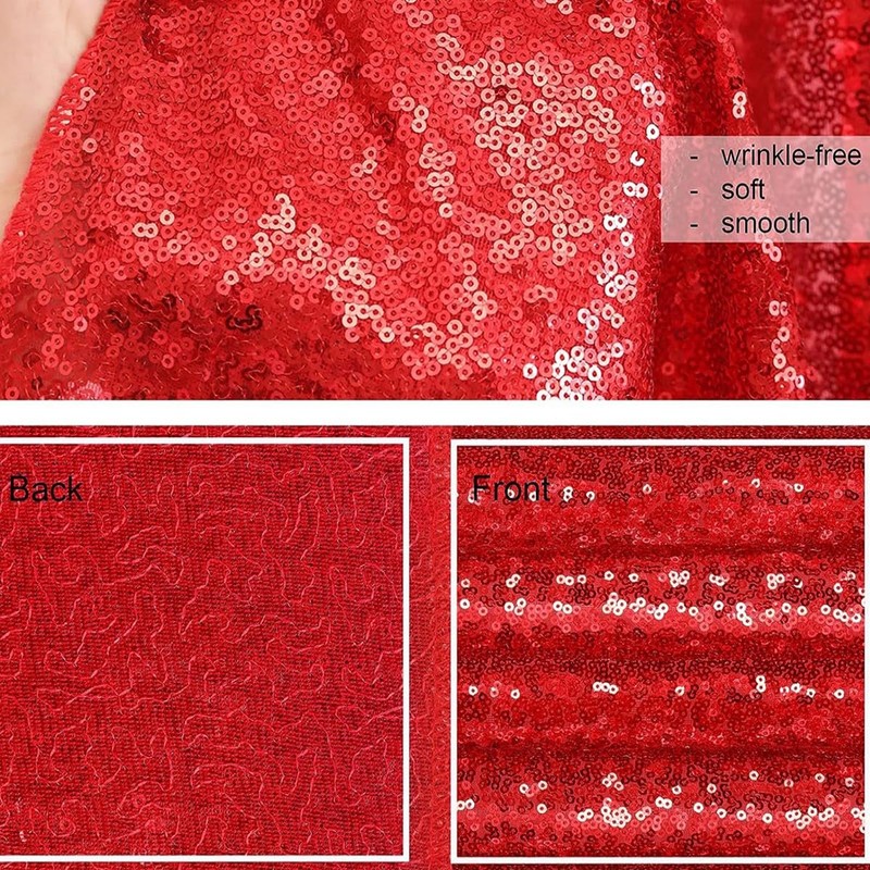Red Backdrop 4ftx10ft Glitter Fabric Photography Background Curtain for Wedding