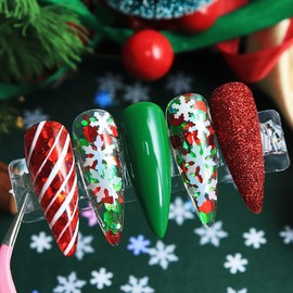 Christmas Snowflake Nail Art Decoration Winter Nail Sequins Flakes Decals (Color A)