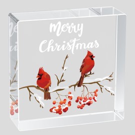 Christmas Table Decorations Christmas Decor Indoor Home Room Cardinals Acrylic Sign Rustic Shelf Desk Decor Season Sign House Warming Gifts 4.5 x 4.5 Inch