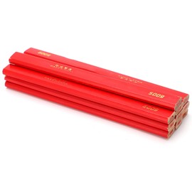 Tiiyee 10Pcs Red Carpenter Pencils, 2 Head Red Core Architect Woodworking Octagonal Flat Hard Wooden Pencil Concrete Wood Marking Construction Project Work Marker Tool Kits 6.7in