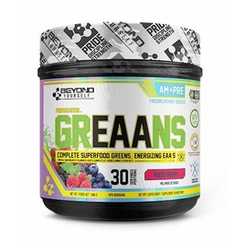 Beyond Yourself - GrEAAns Superfood Greens and EAA Blend | 4000mg Organic Superfood, 2625mg Vegan EAAs | Sugar-Free, Zero Calories, No Synthetic Additives | Optimizes Health, Performance, and Recovery | Mixed Berry