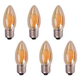 MaoTopCom 6-Pack E26 LED Candelabra Light Bulb Dimmable 60W Equivalent, 2300K Warm Yellow 450LM E26 Medium Base CA11 Chandelier Bulb Flame Tip Amber Edison Candle Light Bulb for Ceiling Fan, AC 120V