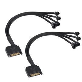 GINTOOYUN 2 Pack SATA to 3 Pin/4 Pin Case Expansion Fan Cable 15 Pin SATA to 4 x 3 Pin 12V Computer Fan Hub for CPU Fan, Computer Host, Computer Motherboard etc