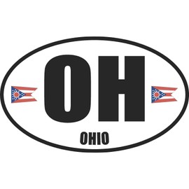 Ohio Oh Oval Euro Style State Sticker 3" x 5"