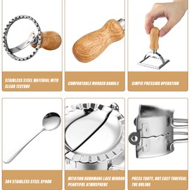 Dumpling Stamp Machine 9-Piece Set, Stainless Steel Dumpling Press and Dumpling Kitchen Accessories for Dumplings, Cookies, Lasagna, Pasta Cutter and Stamps