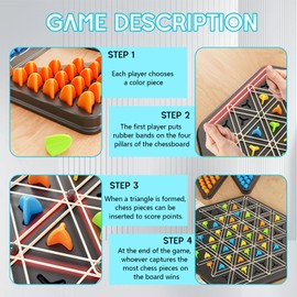 LURNODY Chain Triangle Chess Game, Geometric Chess Game, Triggle Game, Game with Rubber Bands Triangle, Triggle Rubber Band Game, Knot Logic Game for Family Celebrations with Children and Adults