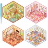 4 Sets Capybara Theme 3D Sticker Scenes DIY 3D House