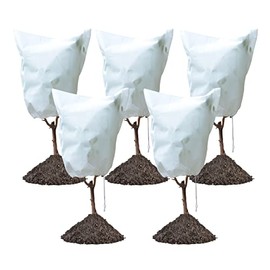 Gardzen 5-Pack Plant Cover Drawstring Tree Cover, Winter Freeze Plant Protection, Tree Jacket Frost Blanket for Outdoor Plants, 31" x 40"