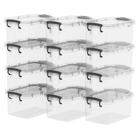 Cetomo 3.2Qt*12 Plastic Storage Bins, Stack Storage Box, No-Frills, Clear, 3.2Quart, Set of 12