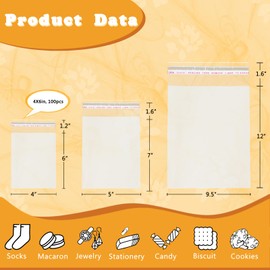 Hoimetis 4x6in 100 Pcs Cookie Bags, Clear Self Sealing Cellophane Bag for Cookie Packaging. Gift Giving Plastic Self Adhesive Wrappers, Resealable Party Favors Candy Snack Bag