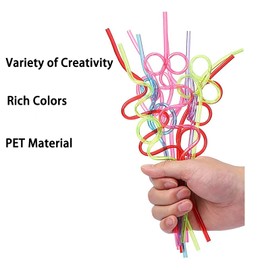 Crazy Straws,40 Pcs Silly Straws for Kids, Reusable Plastic Loop Curly Fun Crazy Drinking Straws for Classroom ActivitiesValentine’s Day Gift,Christmas Birthday Wedding Party Supplies Decoration