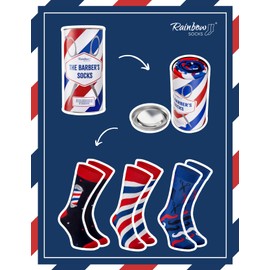 Rainbow Socks - Barber Socks Box - Men's Novelty Barber Socks - Novlety Gift Socks for Hairdressers and Barbers - 3 Pairs, Barber Socks