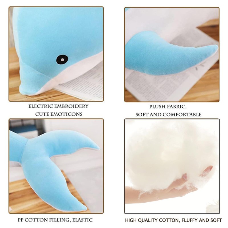 Somao Dolphin Stuffed Animals Plush Pillow Super Soft Sea Animal