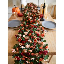PARTY JOY 8pcs 65.6Ft Flower Garland, Fake Rose Vine Artificial Flowers Hanging Rose Ivy Garland for Room Wall Decor Hanging Baskets Wedding Arch Garden Background Decor