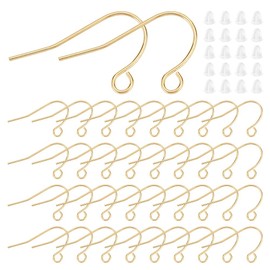 UNICRAFTALE Pack of 150 18K Gold-Plated Earring Hooks V Shaped Ear Hooks Metal Earring Hooks with Eyelet Earring Hooks for Drop Earrings Jewellery Making DIY Earring Accessories