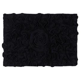 Home Weavers Bell Flower Collection 17"x24" Rectangle 100% Cotton Tufted Bath Rugs, Extra Soft and Absorbent Bath Rugs, Non-Slip Bath Mats, Machine Washable, Bathroom Bath Mats for Floor, Black