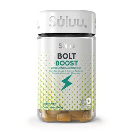 Súluu Bolt Boost | Gomitas Vitaminadas, Aumento del Rendimiento Físico, Impulso Energético Duradero y Natural | 60 Gomitas | Sabor Aloe | Cafeína Natural, Taurina, Vitamina B3, Vitamina B5, Vitamina B6, Vitamina B12, Vitamina C, Hierro y Inositol | Sin G