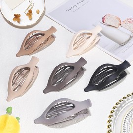 CHANDAT Flat Hair Clip 6 pcs Lay Down Claw Clips Hair Accessories for Women -Brown Grey