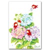 Watercolor Painting Illustration Postcard "Hydrangea Flower and Ladybug"