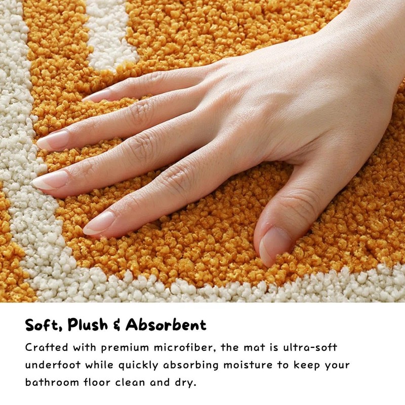 SAIONJI Croissant Half Circle Bath Mat, 30 x 17.7 Inch