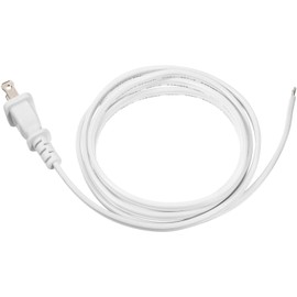 AC Power Cord Pigtail 2 Prong, SPT-2 18AWG 10A 125V, 5FT Appliance Extension Cable for All Kinds of Lamps and led Strip, White