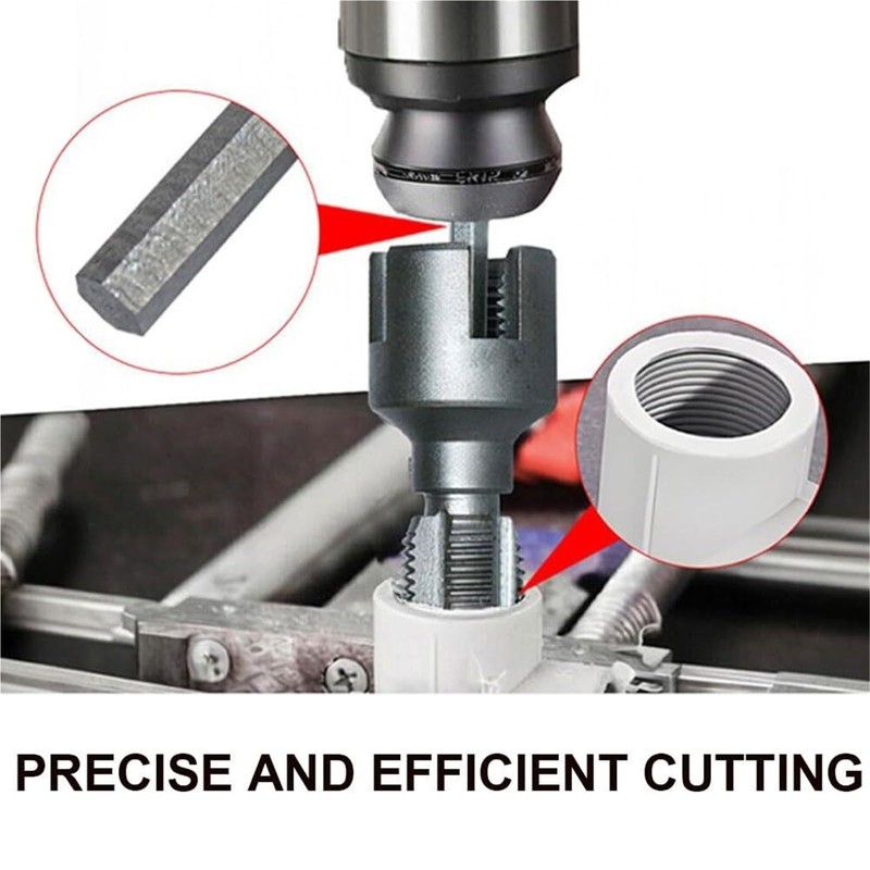 Electric Drill Compatible PVC Pipe Threader Kit, PVC Thread Maker