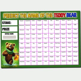 Predict the Name of the Teddy Bear Fundraising Scratch Card Ideal for Fete Fayre Scratchcard Craft Event 100 Name A4 Size