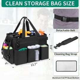 IBVIVIC Wearable Cleaning Caddy Bag for Cleaning Supplies, Large Capacity Cleaning Organizer Tote Bag Kitchen Cleaning Supplies Storage Bag for Cleaners Housekeepers (Black)